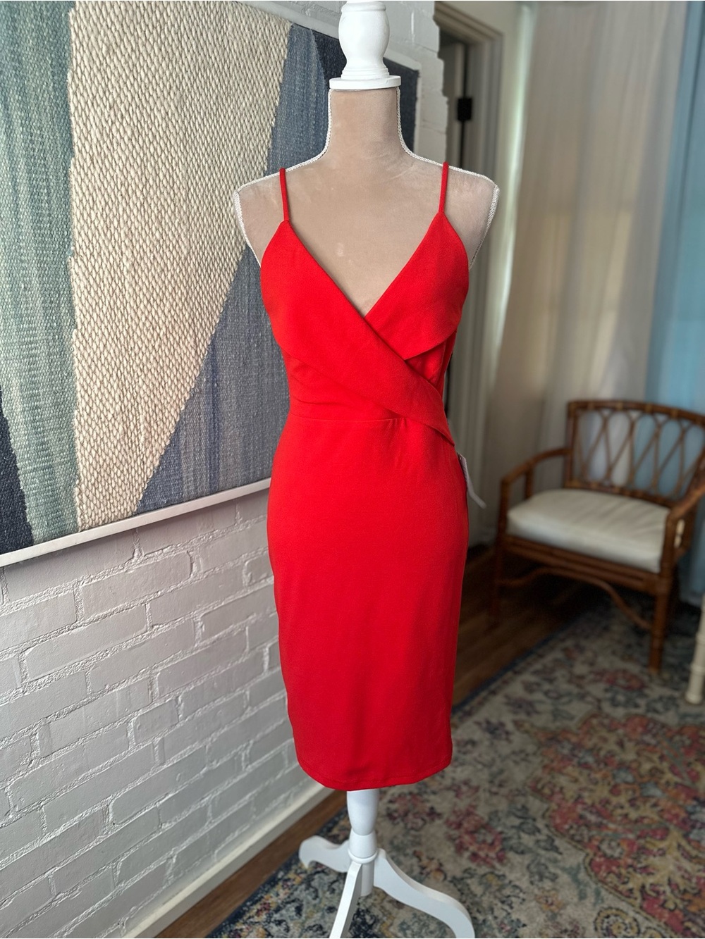NWT Lulu's Red Faux Wrap Cocktail Dress - Picture 3 of 16